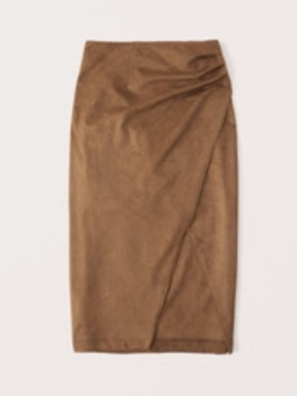 Abercrombie vegan suede ruched midi skirt